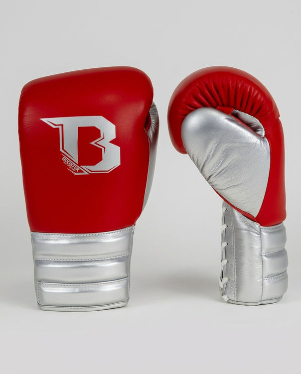 Booster Boxing Gloves Rapid Strike Lace-Up - Red/Silver