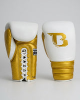 Booster Boxing Gloves Rapid Strike Lace-Up - White/Gold
