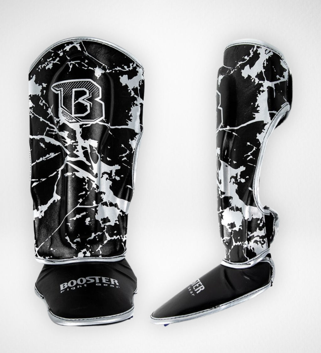 Booster Kickboks Scheenbeschermers Kids Marble - Zwart/Zilver