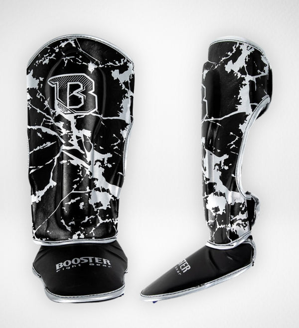 Booster Kickboks Scheenbeschermers Kids Marble - Zwart/Zilver