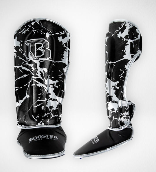 Booster Kickboks Scheenbeschermers Kids Marble - Zwart/Zilver