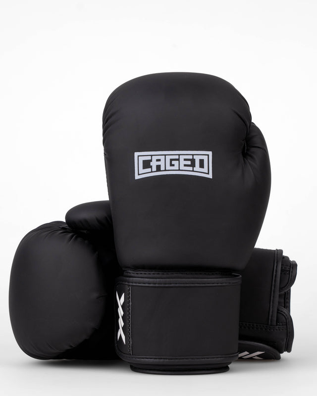 Caged Boxing Gloves Shadow - Matt Black/White
