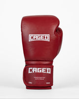 Caged Bokshandschoenen 'X' Series - Bordeaux Rood/Wit