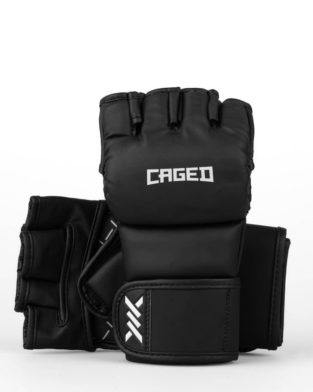 MMA rukavice Caged Shadow – Mat černá/bílá