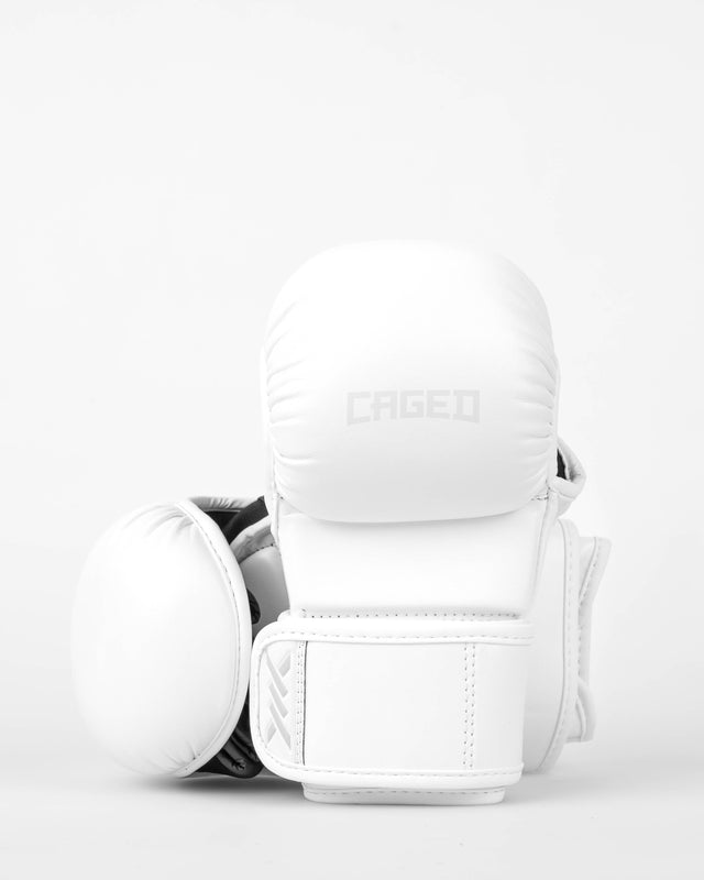 Guantes de sparring MMA Caged Shadow – Blanco/Blanco