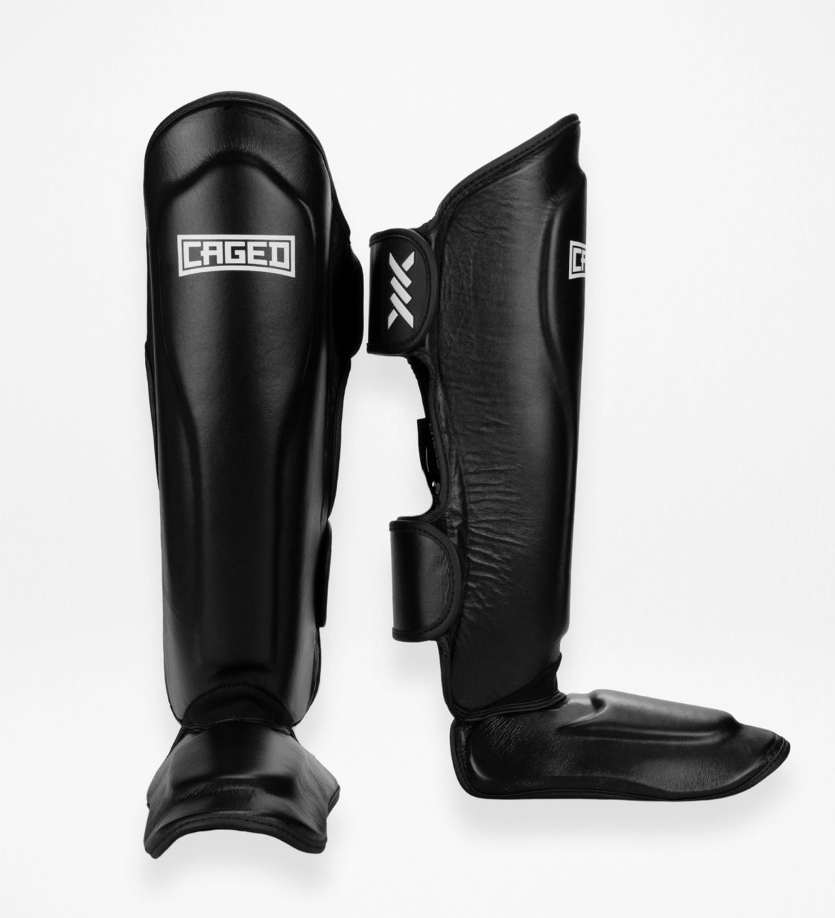Caged Kickboks Scheenbeschermers 'X' Series - Zwart/Wit