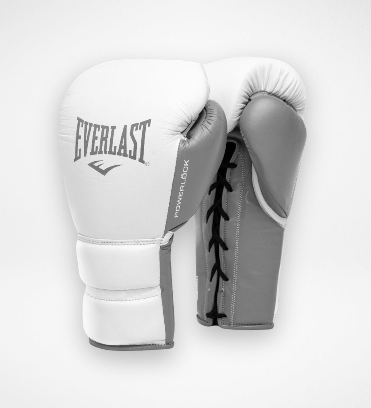 Everlast Powerlock 2 Pro Boxhandschuhe mit Schnürverschluss – Weiß/Grau