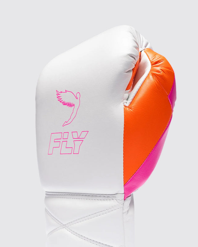 Fly Boksehandsker Superlace Pro X 2 - Hvid/Pink/Orange