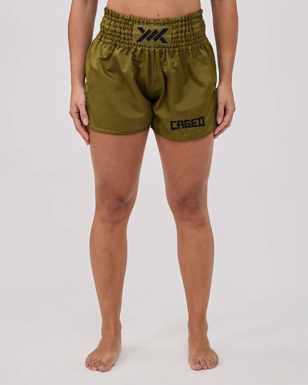 Muay Thai trenky Caged Classic – Khaki/Černé