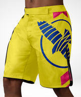 Hayabusa MMA Shorts Icon Lang - Geel/Blauw/Roze
