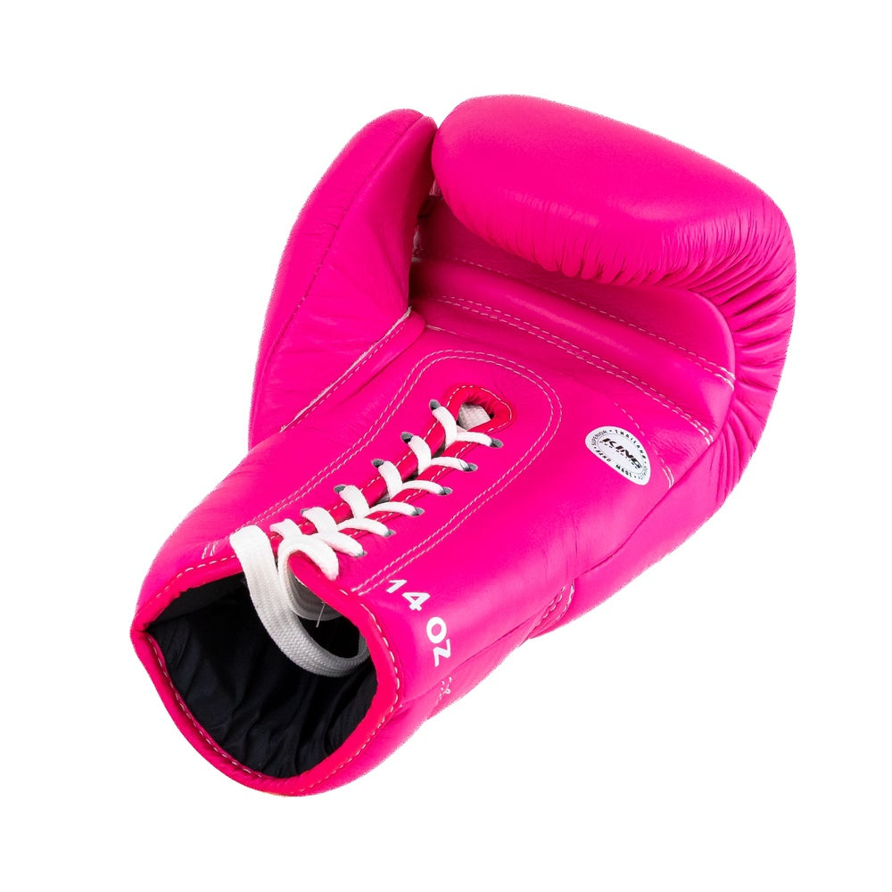 King Pro Boxing Bokshandschoenen XK met vetersluiting - Roze/Wit