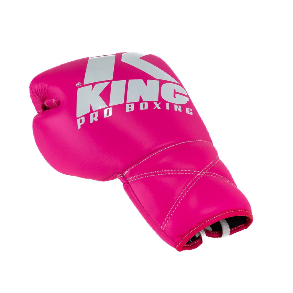 King Pro Boxing Bokshandschoenen XK met vetersluiting - Roze/Wit