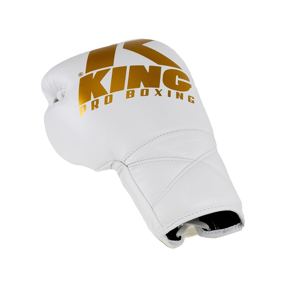 King Pro Boxing Bokshandschoenen XK met vetersluiting - Wit/Goud