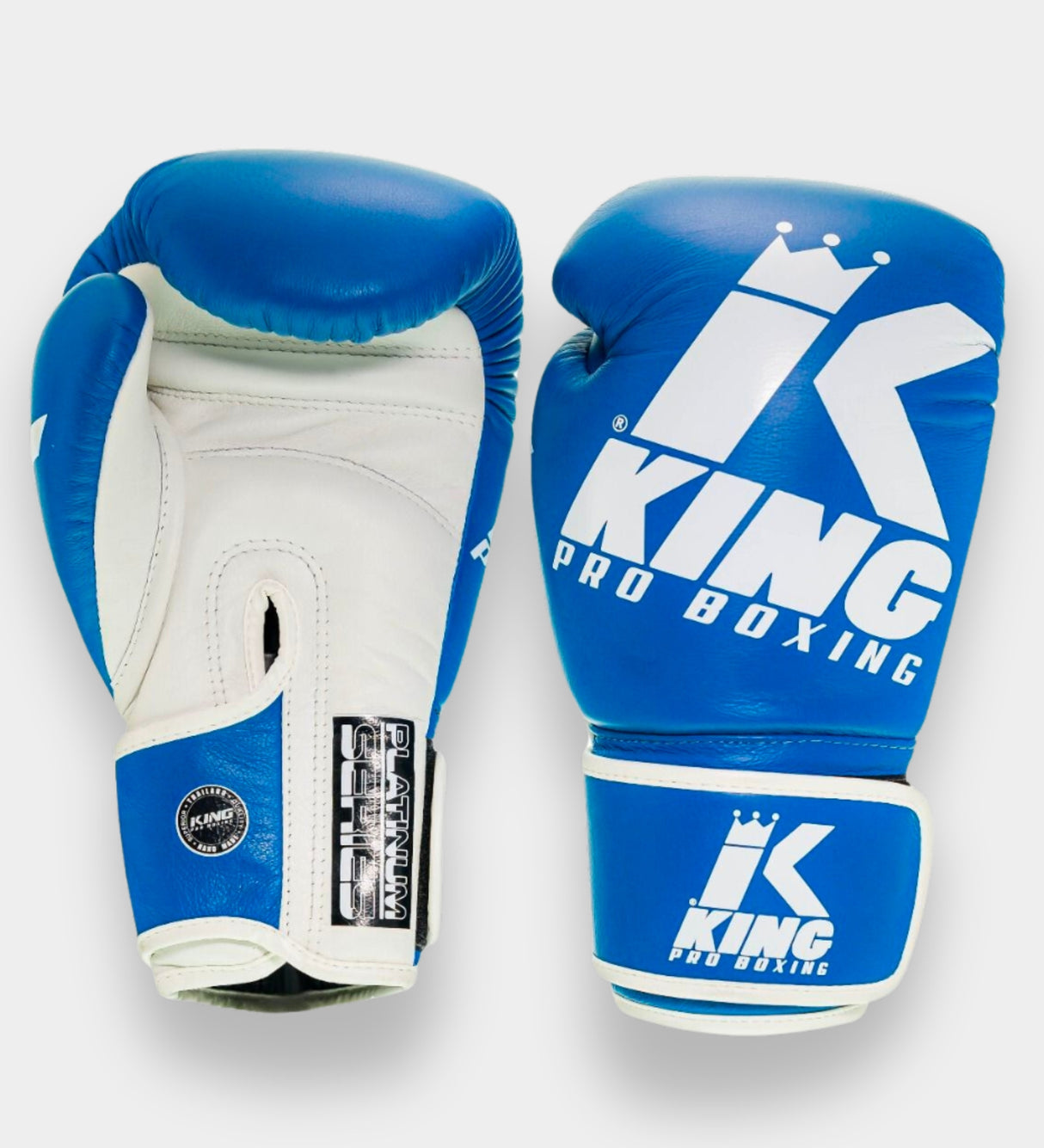 King Pro Boxing Platinum Boxing Gloves - Blue/White 