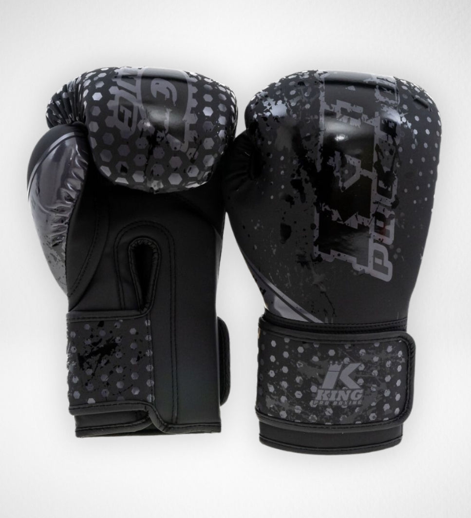 King Pro Boxing Bokshandschoenen Kids Hexagon - Zwart/Zwart