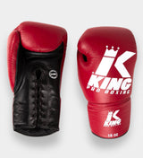 King Pro Boxing BG1 Boxhandschuhe mit Schnürsenkeln - Rot/Schwarz 