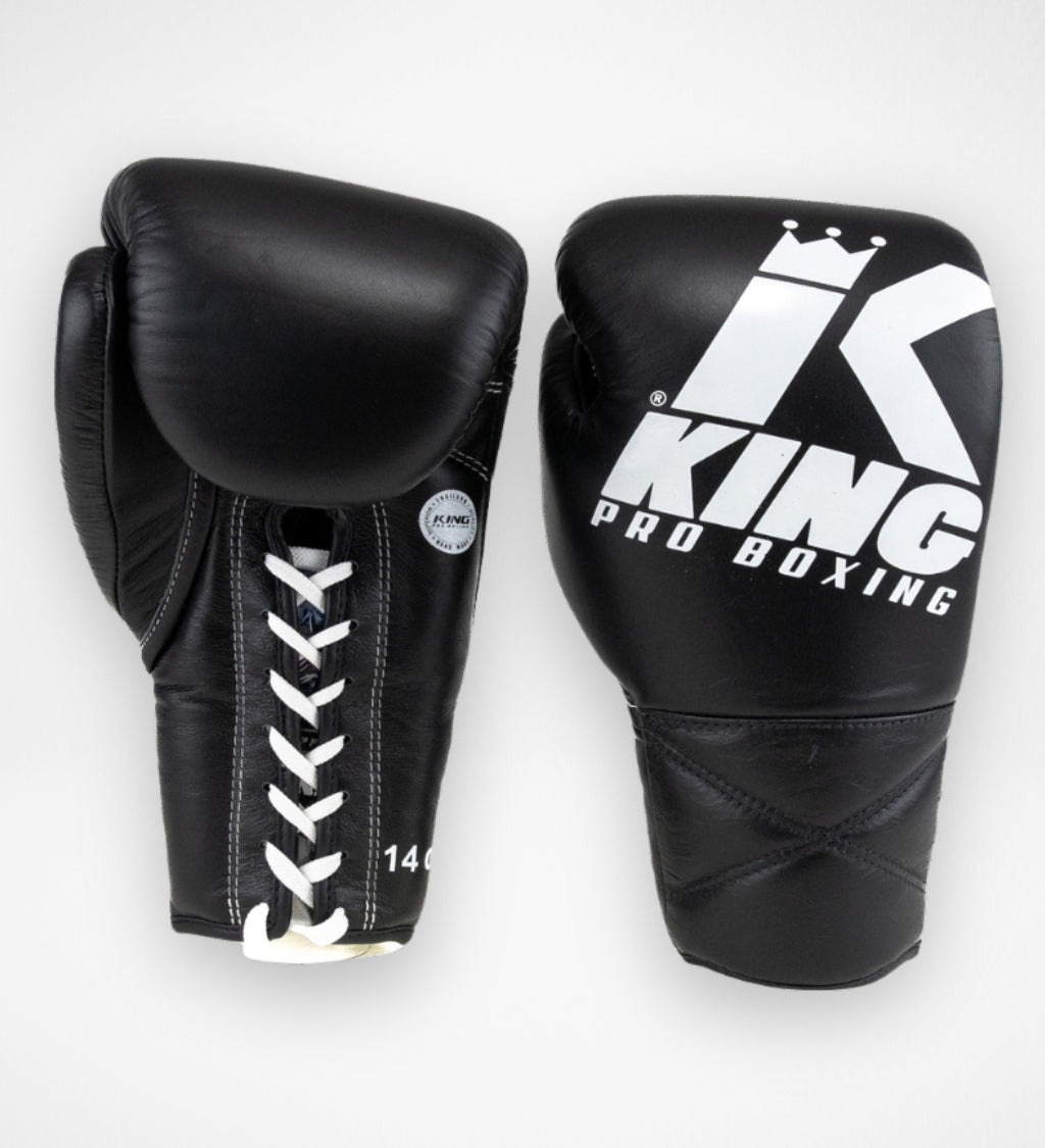 King Pro Boxing XK Boxing Gloves with Lace Closure - Black/White