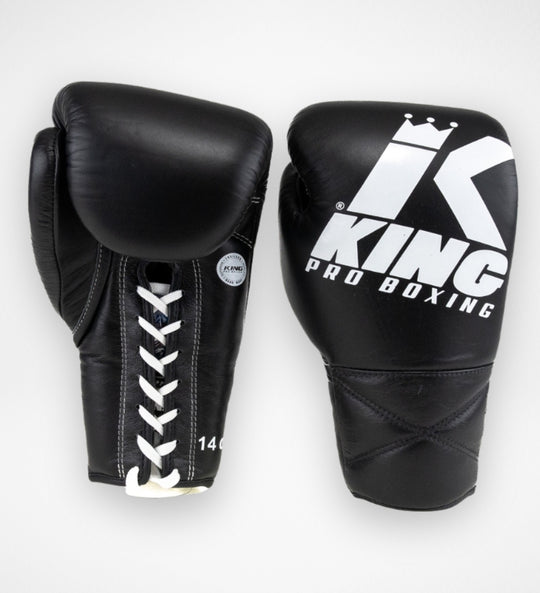 King Pro Boxing Bokshandschoenen XK met vetersluiting - Zwart/Wit