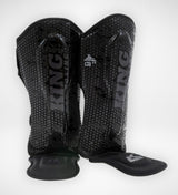 King Pro Boxing Kickboxing Shin Guards Kids Hexagon - Black/Black