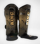 King Pro Boxing Kickboxing Shin Guards Kids Hexagon - Black/Gold