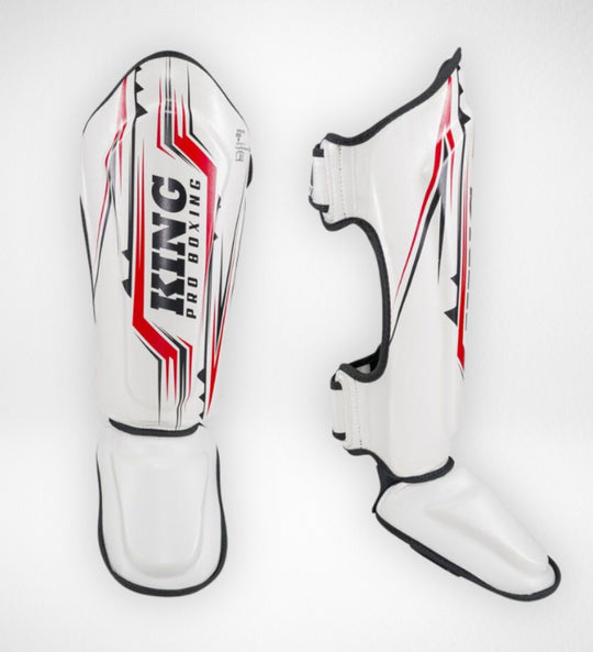 King Pro Boxing Kickboks Scheenbeschermers Spartan - Wit/Zwart/Rood