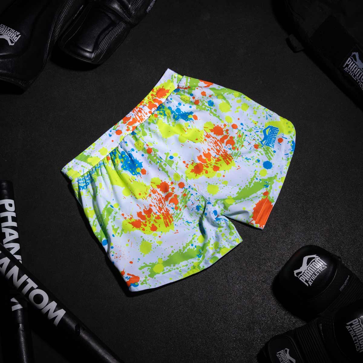Pantaloncini MMA Phantom Athletics Fusion Splatter – Bianco/Neon