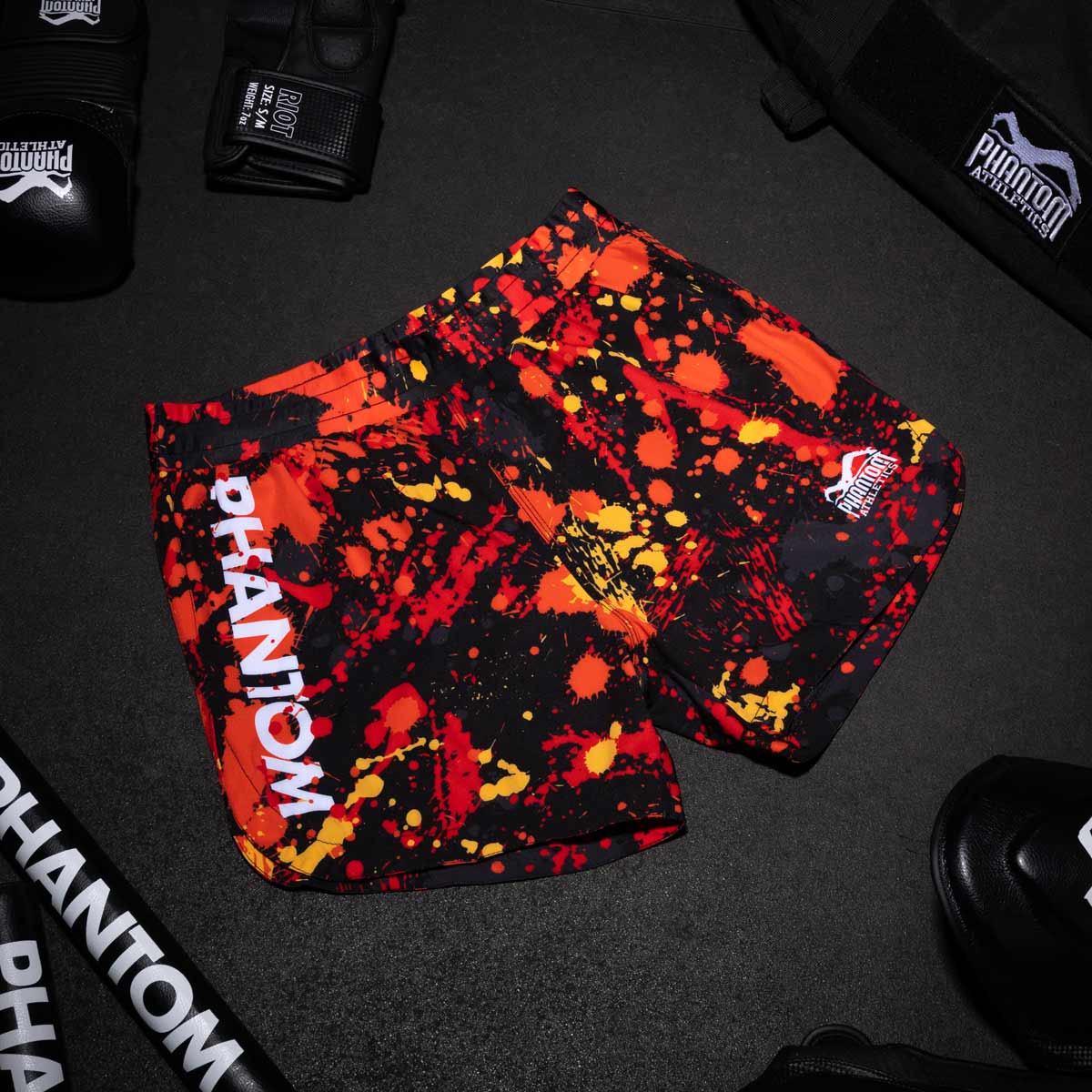 Phantom Athletics MMA Shorts Fusion Splatter - Rood/Oranje