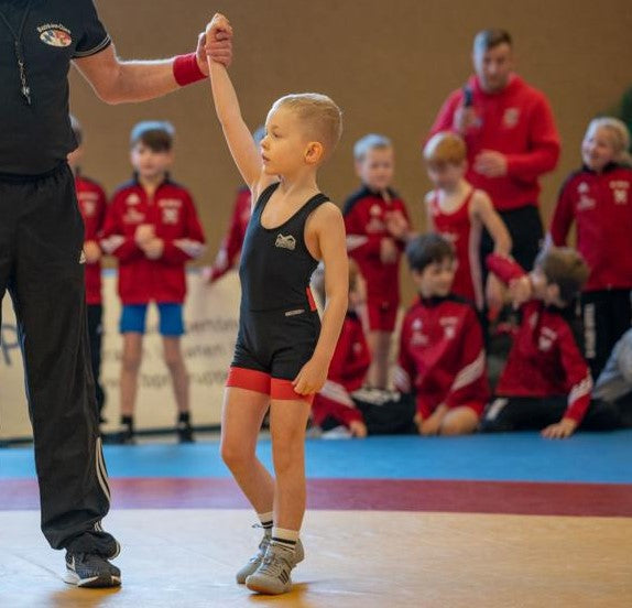 Phantom Athletics Worstelsinglet Storm Kinderen - Zwart/Rood/Zwart/Blauw