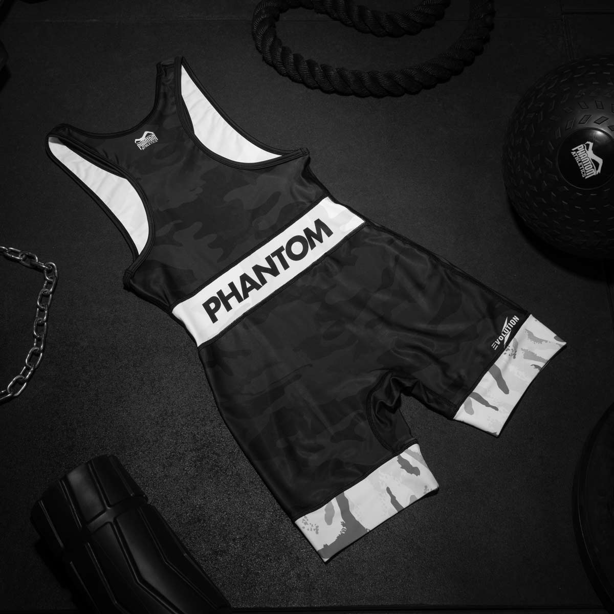 Phantom Athletics Worstelsinglet Warfare - Zwart/Winter Camo