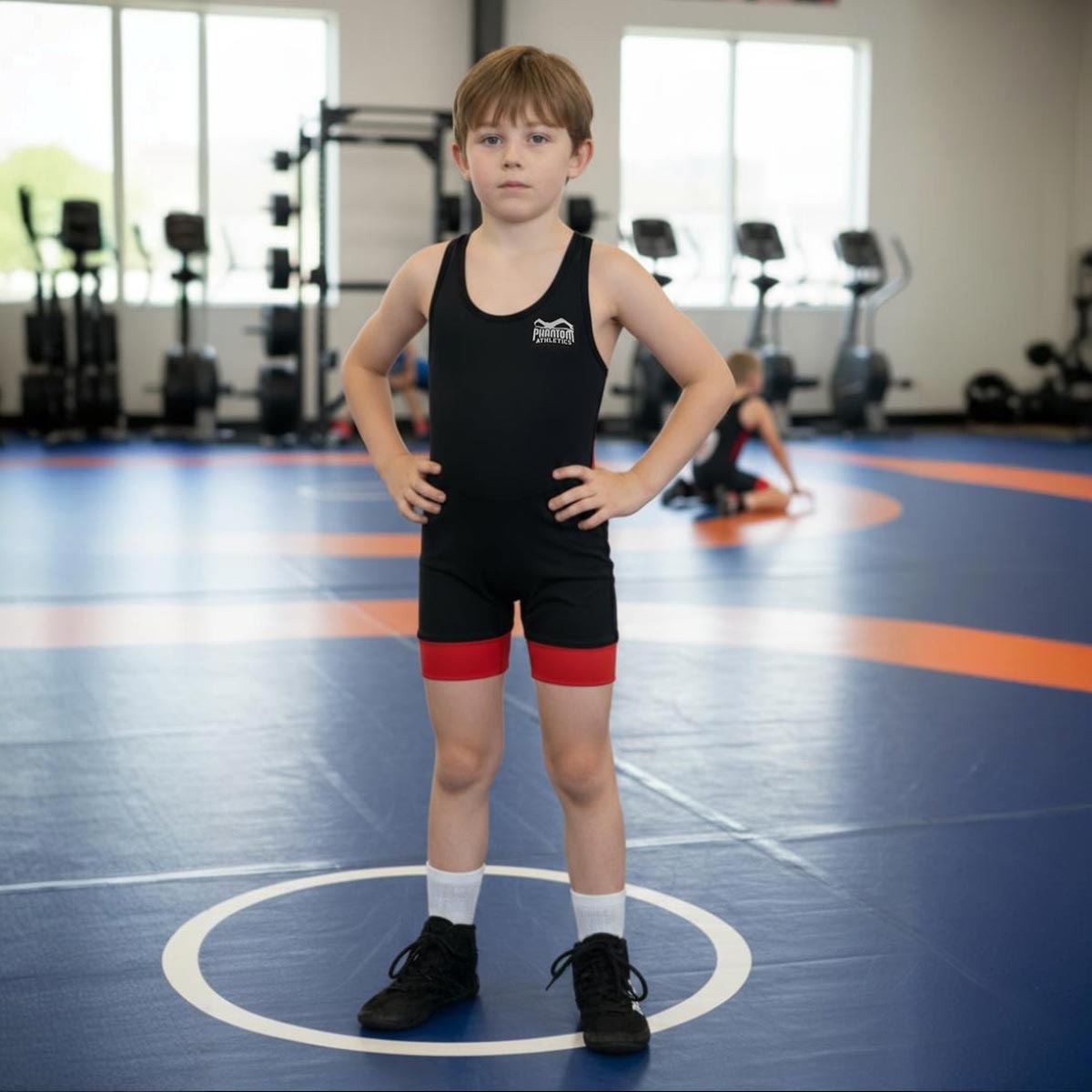 Phantom Athletics Worstelsinglet Storm Kinderen - Zwart/Rood/Zwart/Blauw