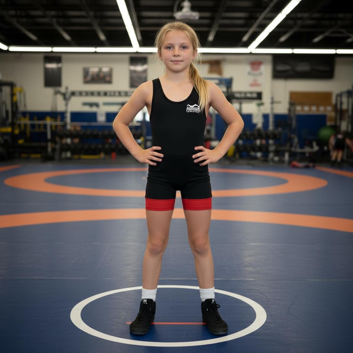 Phantom Athletics Worstelsinglet Storm Kinderen - Zwart/Rood/Zwart/Blauw