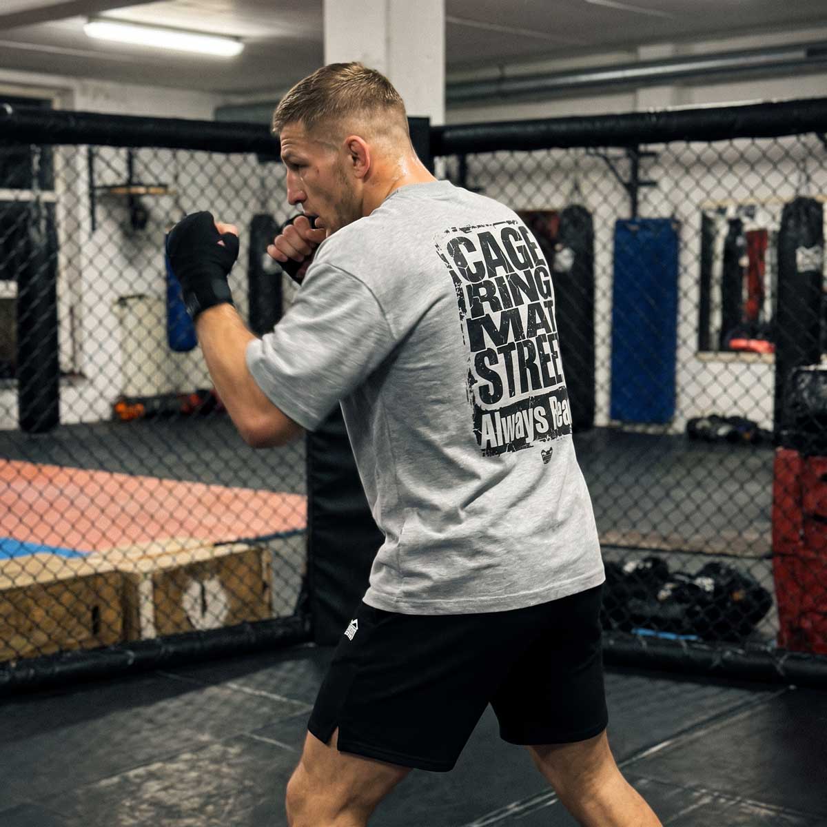 Phantom Athletics T-Shirt Cage Ring Mat Street - Grijs