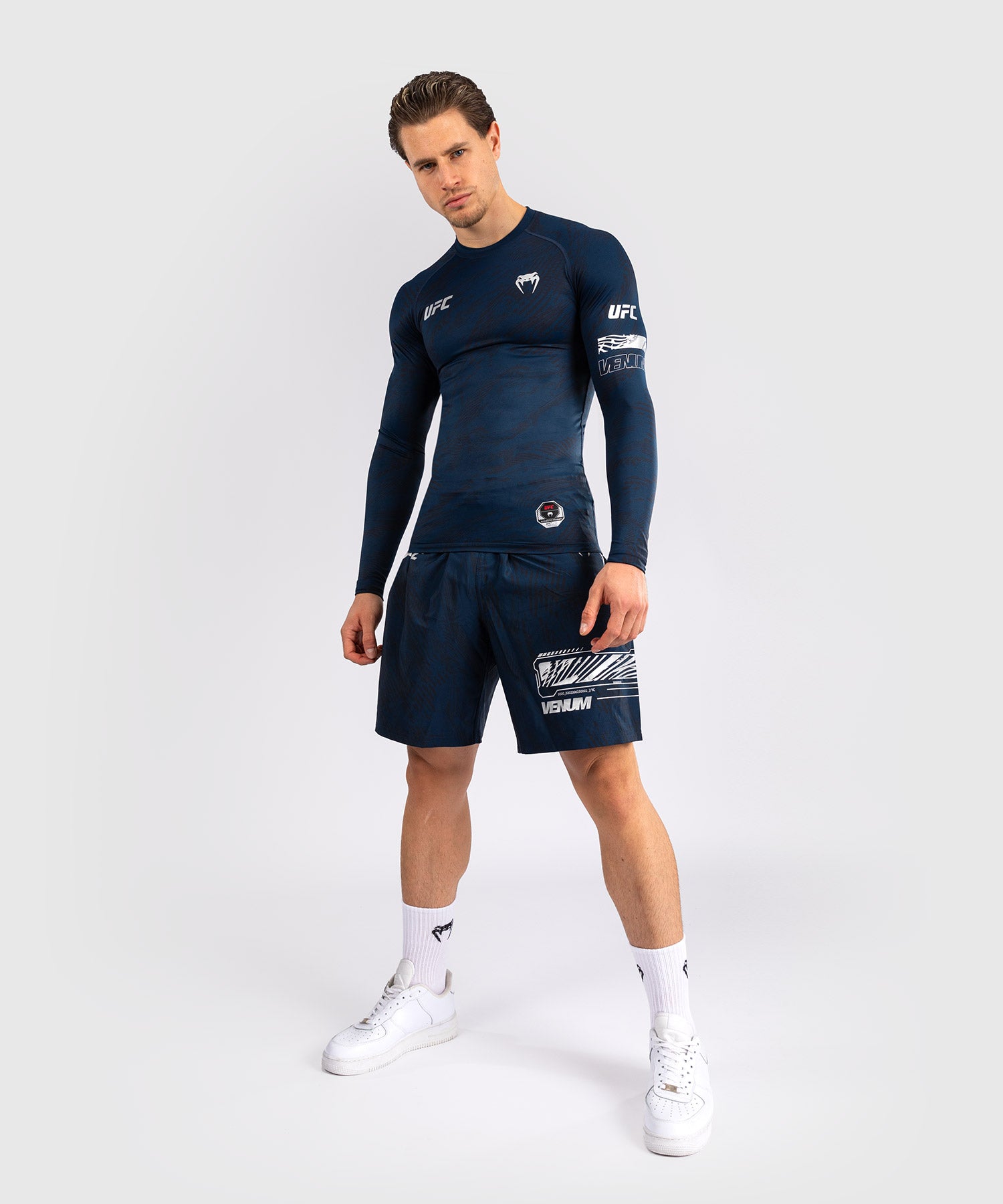 UFC Venum Rashguard Lange Mouwen Fusion Fight Week - Navy Blauw