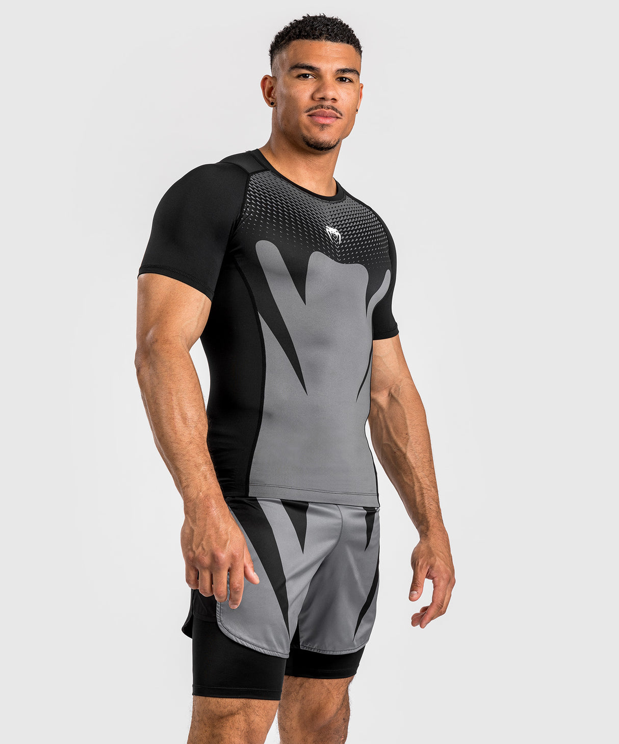 Venum Rashguard Attack Korte Mouwen - Zwart/Grijs