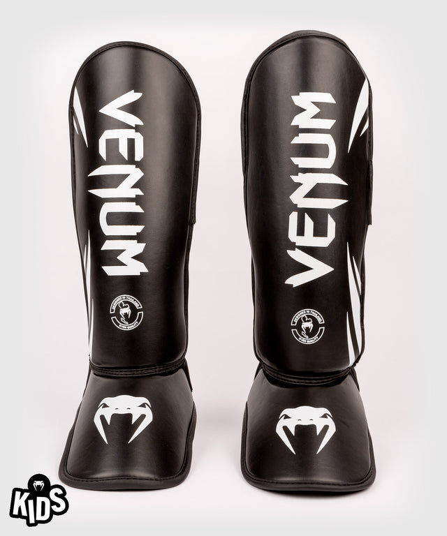 Tibiere Venum Challenger Kickboxing Copii – Negru/Alb