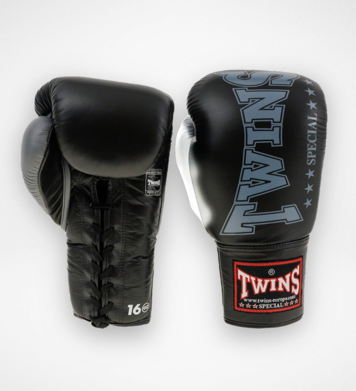 Twins Bokshandschoenen BGLL8 met vetersluiting - Zwart/Grijs