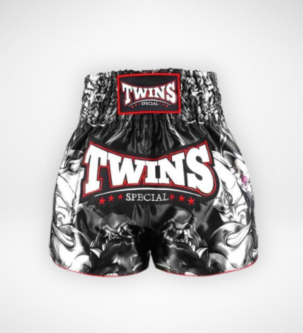 Twins Muay Thai Shorts TTBL Kabuki - Zwart/Grijs/Rood