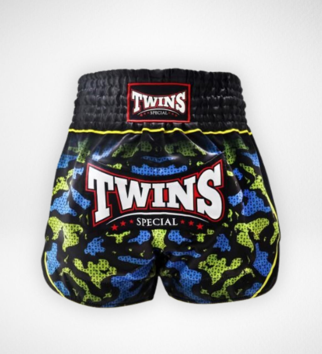 Twins Muay Thai Shorts TTBL Atlas - Zwart/Groen/Blauw