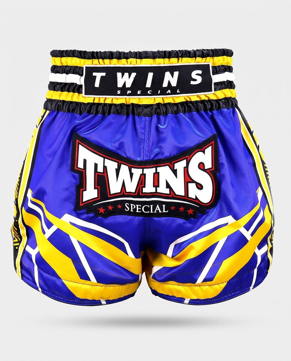 Twins Muay Thai Shorts TTBL Racing - Blauw/Geel