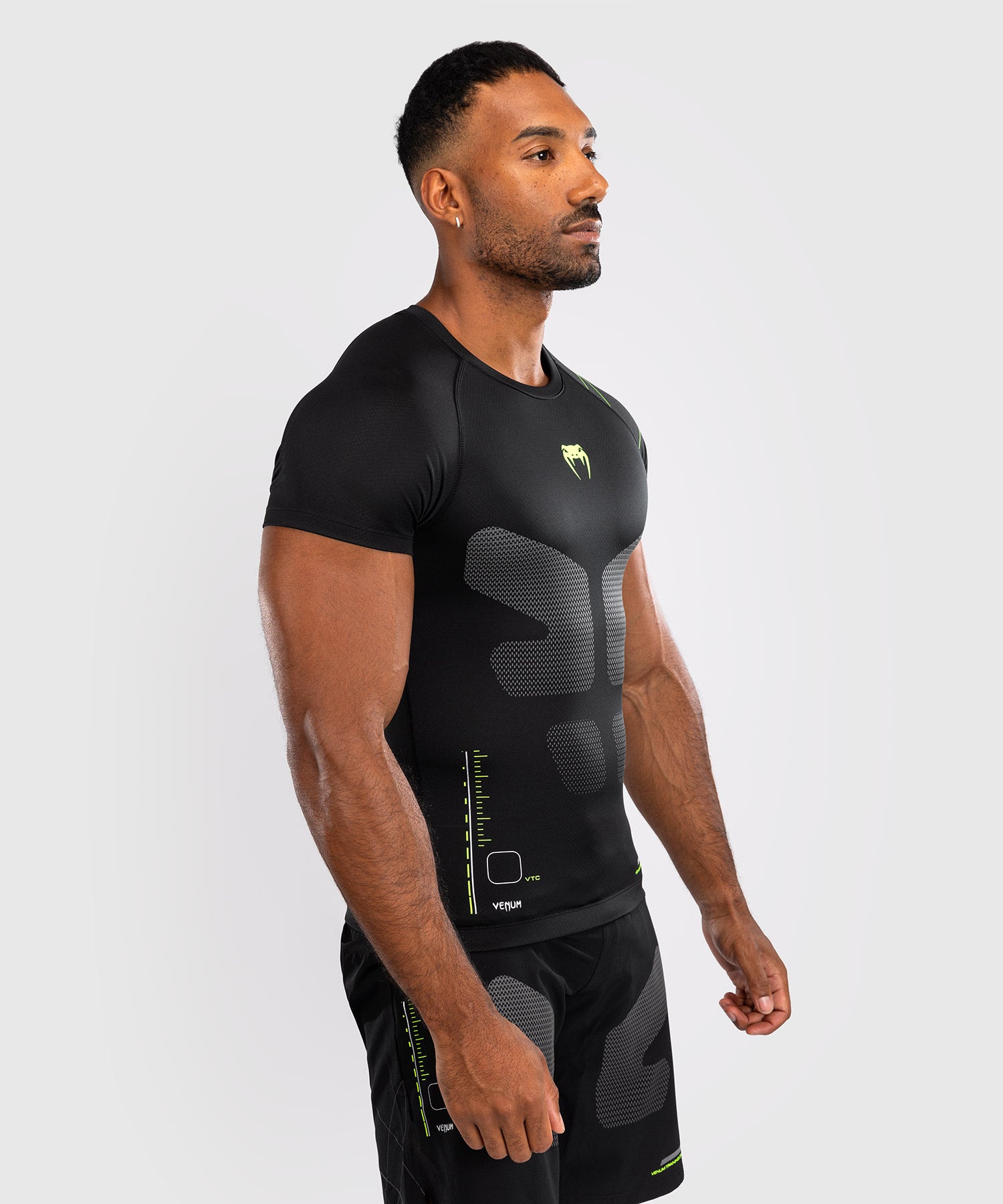 Venum Rashguard Training Camp 4.0 Korte Mouwen - Zwart/Neon Groen