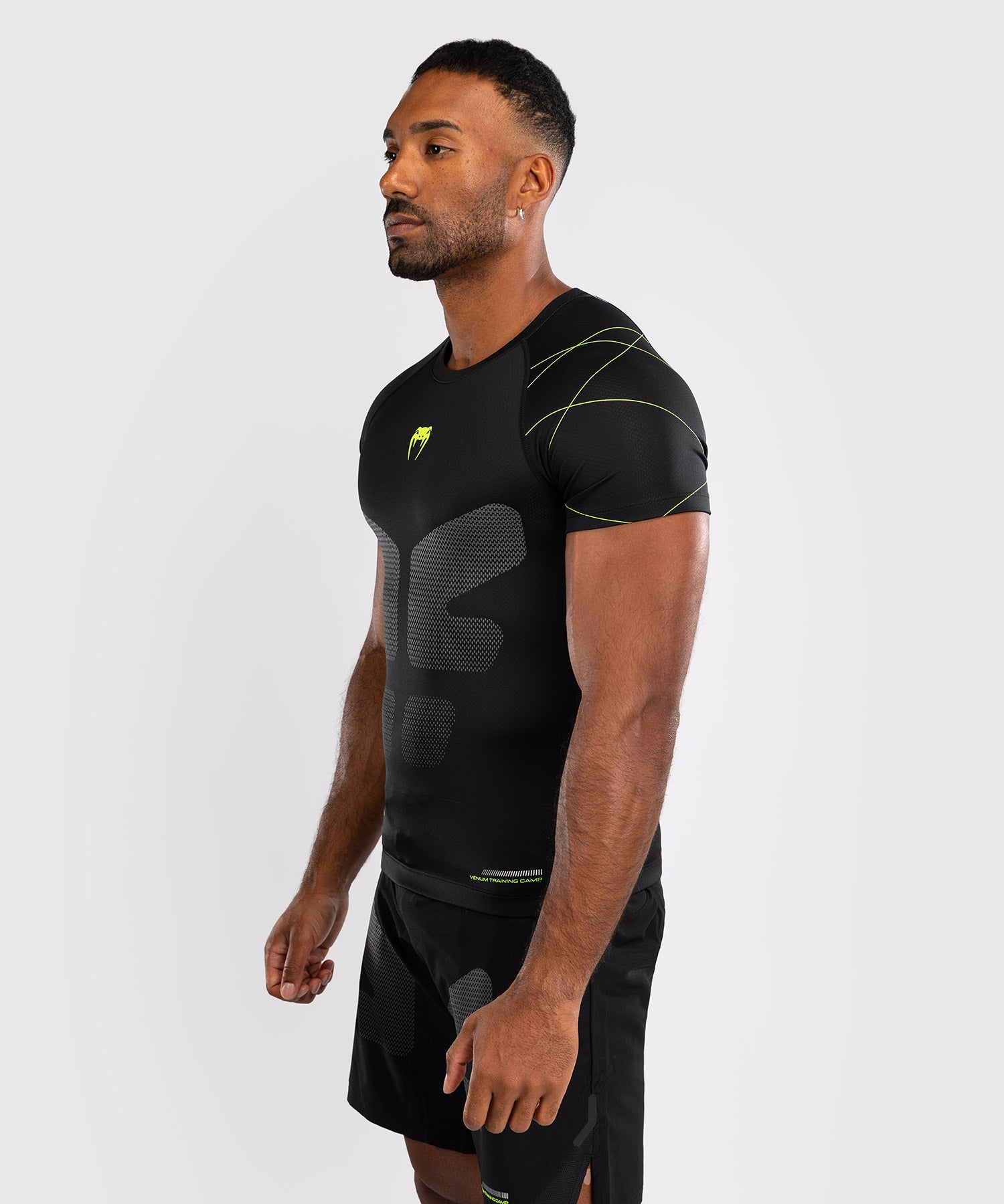 Venum Rashguard Training Camp 4.0 Korte Mouwen - Zwart/Neon Groen