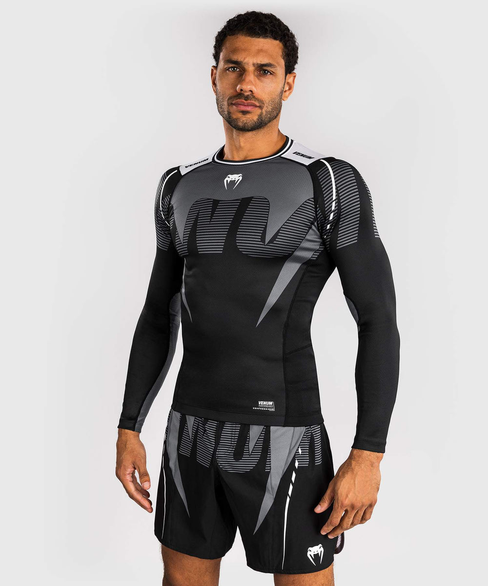 Venum Rashguard Lange Mouwen Adrenaline - Zwart/Zilver Grijs