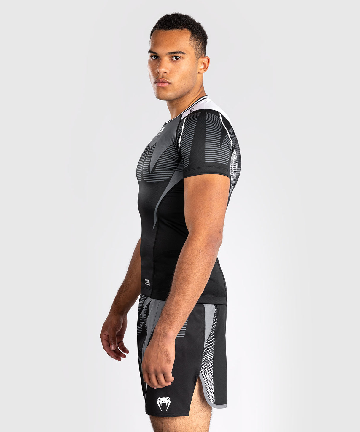 Venum Rashguard Korte Mouwen Adrenaline - Zwart/Zilver Grijs