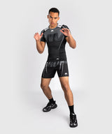 Venum Rashguard Korte Mouwen Adrenaline - Zwart/Zilver Grijs