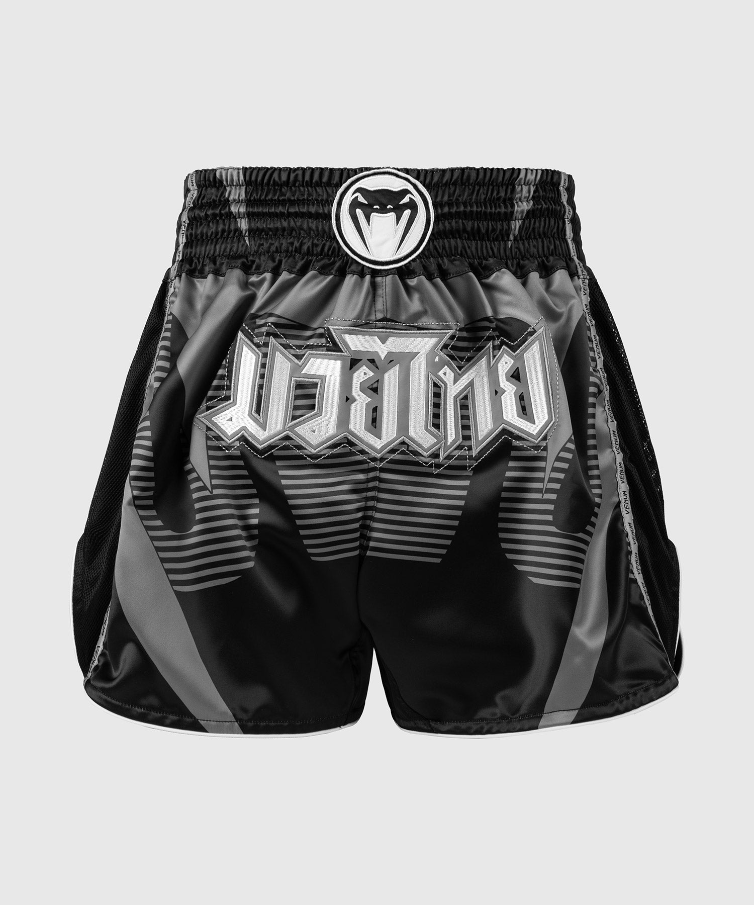 Pantalones de Muay Thai Venum Adrenaline – Negro/Gris Plata