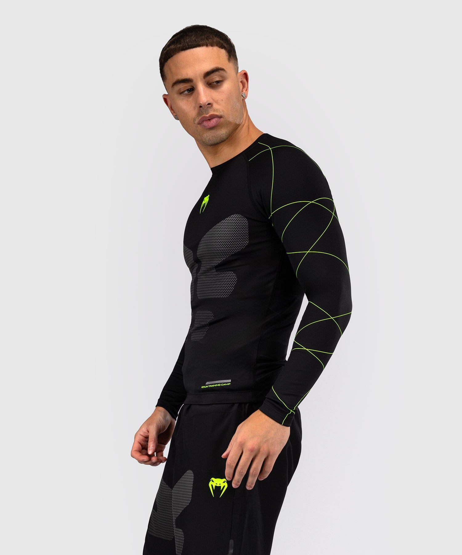 Venum Rashguard Training Camp 4.0 Lange Mouwen - Zwart/Neon Groen