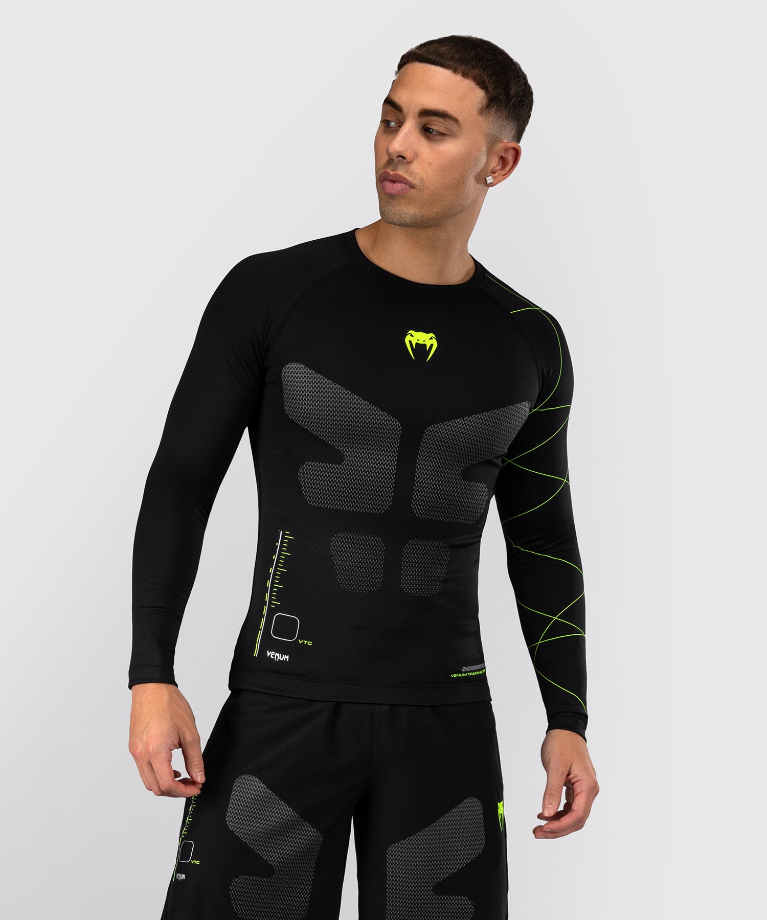 Venum Rashguard Training Camp 4.0 Lange Mouwen - Zwart/Neon Groen