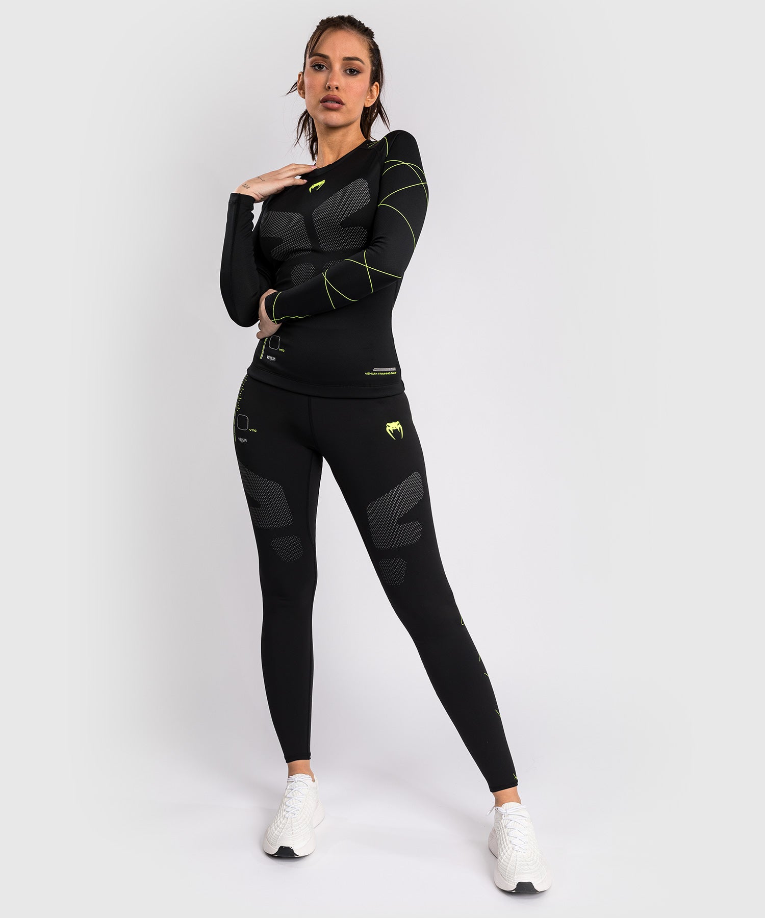 Venum Dames Rashguard Training Camp 4.0 Lange Mouwen - Zwart/Neon Groen