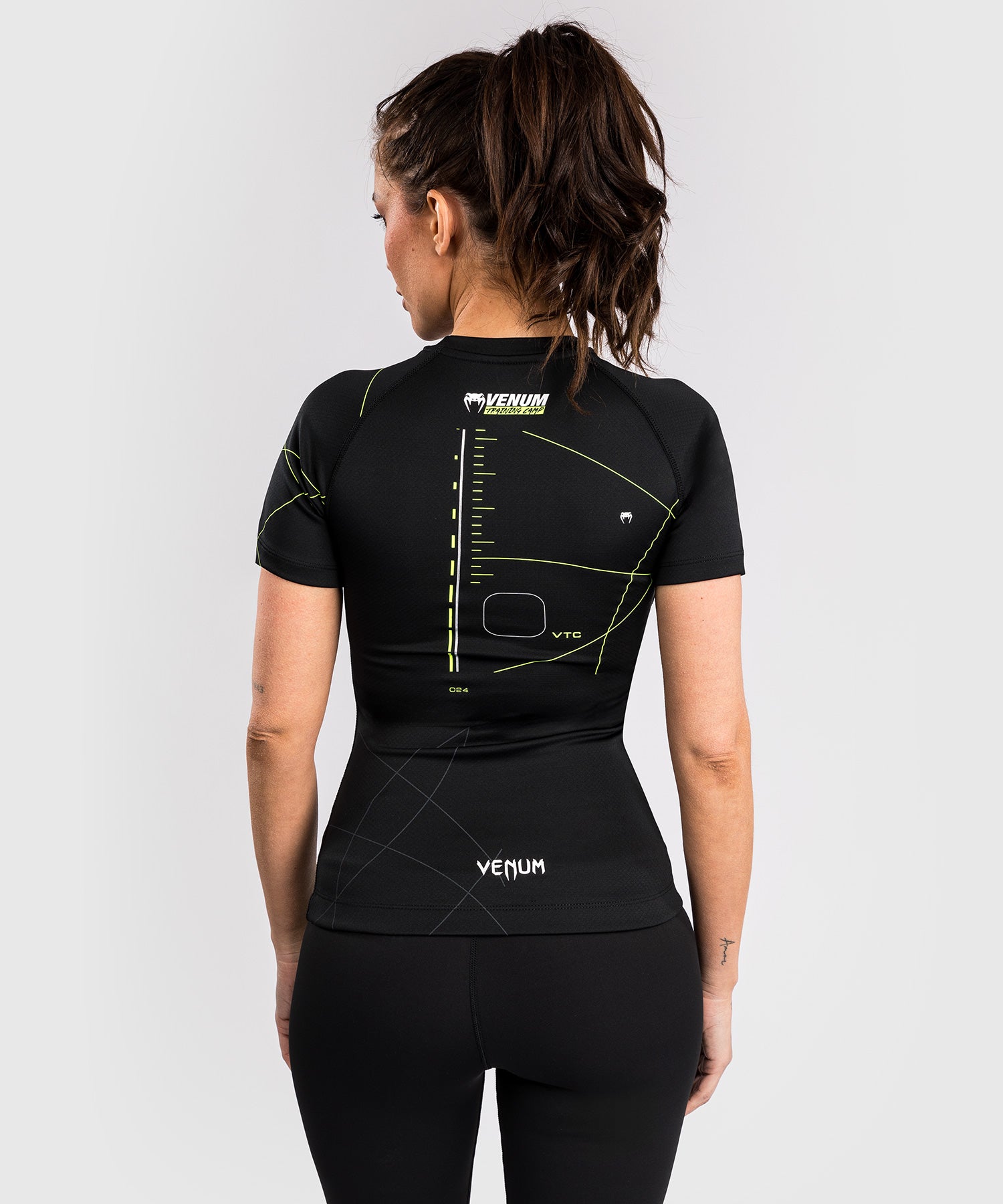 Venum Dames Rashguard Training Camp 4.0 Korte Mouwen - Zwart/Neon Groen