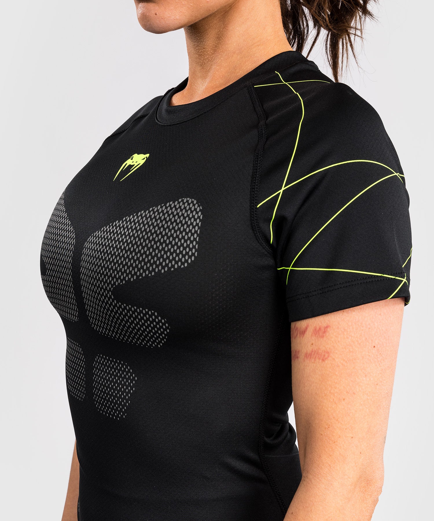 Venum Dames Rashguard Training Camp 4.0 Korte Mouwen - Zwart/Neon Groen